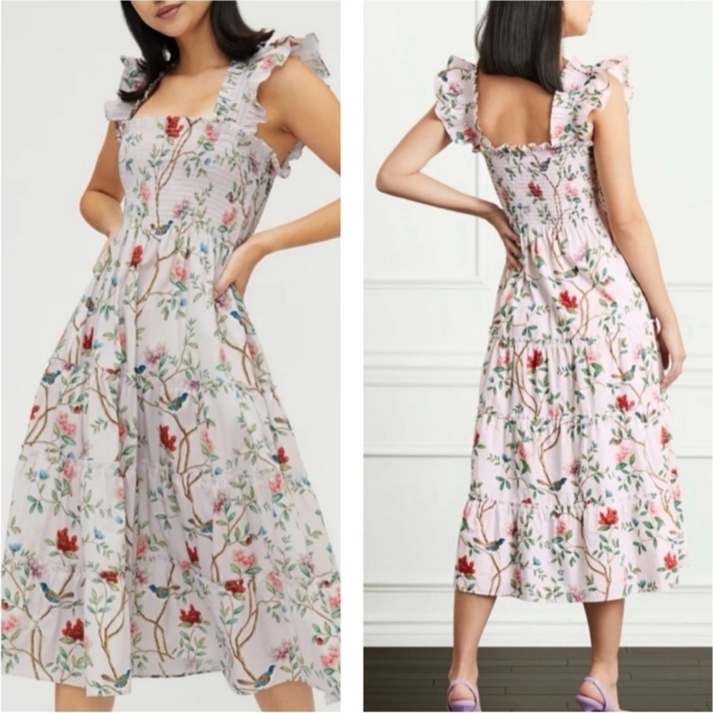 Hill House Pink Floral Midi Dress